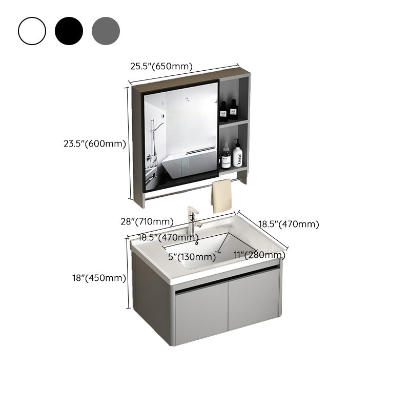 2 Doors Bathroom Vanity Mirror Grey Rectangle Single Sink Wall Mount Vanity Clearhalo 'Bathroom Remodel & Bathroom Fixtures' 'Bathroom Vanities' 'bathroom_vanities' 'Home Improvement' 'home_improvement' 'home_improvement_bathroom_vanities' 1200x1200_11fa45e4-6071-458c-8ab0-543612b0fa68