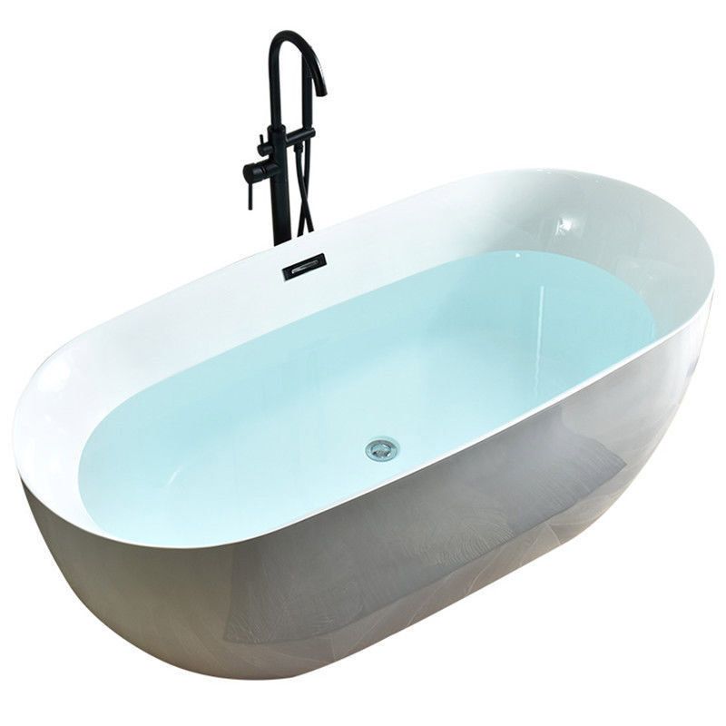 Soaking Freestanding Tub with Overflow Trim White Acrylic Oval Bathtub Clearhalo 'Bathroom Remodel & Bathroom Fixtures' 'Bathtubs' 'Home Improvement' 'home_improvement' 'home_improvement_bathtubs' 'Showers & Bathtubs' 1200x1200_12130547-0764-4224-bbb0-27feef208c06