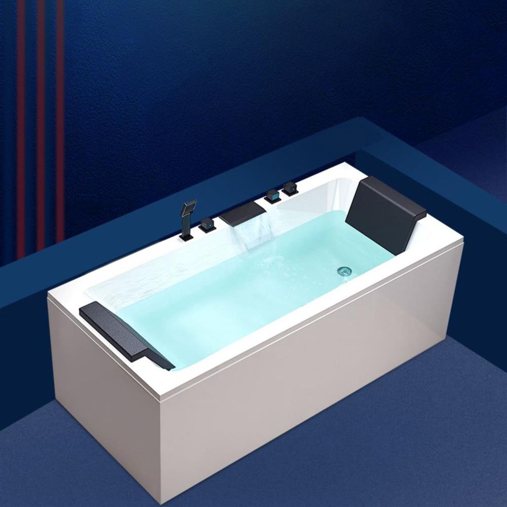 Stand Alone White Bath Acrylic Rectangular Modern Soaking Bathtub Clearhalo 'Bathroom Remodel & Bathroom Fixtures' 'Bathtubs' 'Home Improvement' 'home_improvement' 'home_improvement_bathtubs' 'Showers & Bathtubs' 1200x1200_1215fc3f-a0a5-49d1-95e8-b0f239109d89