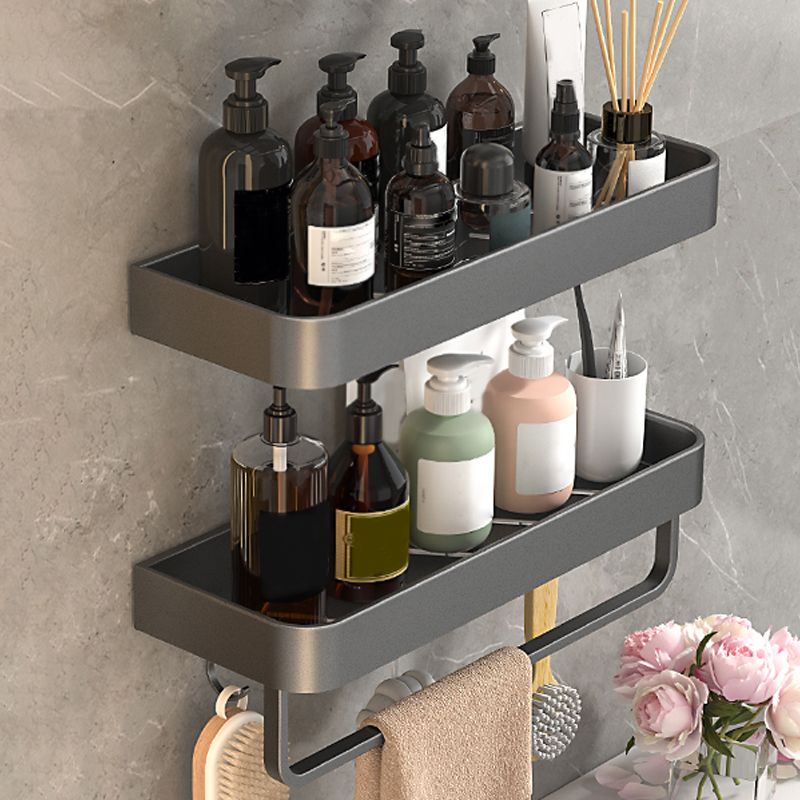 2 Piece Matte Black Modern Bathroom Hardware Set, Bath Shelf, Towel Bar Clearhalo 'Bathroom Hardware Sets' 'Bathroom Hardware' 'Bathroom Remodel & Bathroom Fixtures' 'bathroom_hardware_sets' 'Home Improvement' 'home_improvement' 'home_improvement_bathroom_hardware_sets' 1200x1200_121e97db-a1db-4c11-8c44-7cc61c627f10