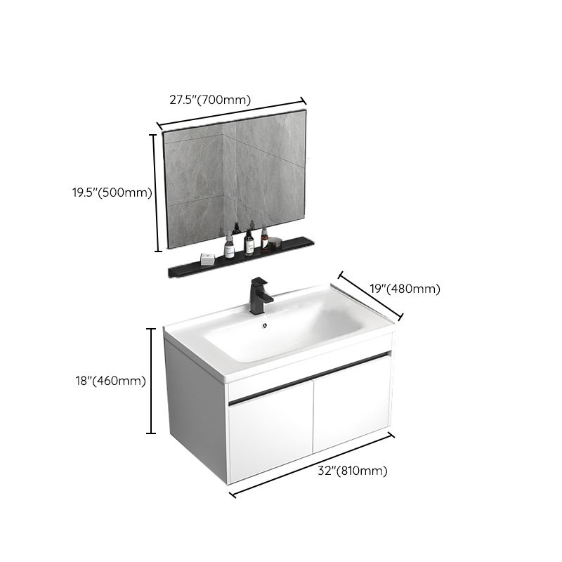 Modern Bathroom Vanity Set Wood Standalone Cabinet and Mirror Space Saver Vanity Clearhalo 'Bathroom Remodel & Bathroom Fixtures' 'Bathroom Vanities' 'bathroom_vanities' 'Home Improvement' 'home_improvement' 'home_improvement_bathroom_vanities' 1200x1200_1225cff0-60c9-42fb-be0d-e0e8b3f2586e