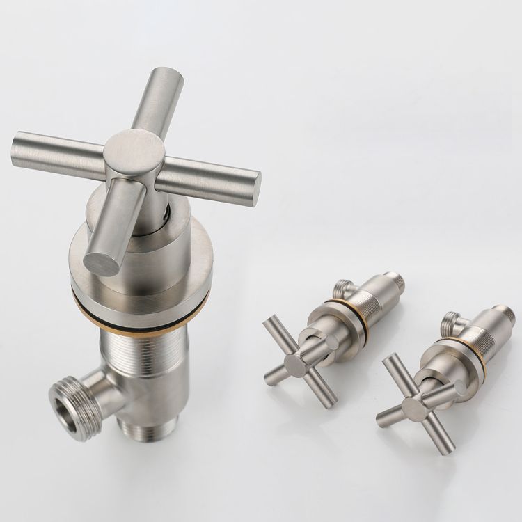 Stainless Steel Sink Faucet Circular Cross Handles Faucet for Bathroom Clearhalo 'bathroom_sink_faucets' 'Conjunta de Baño y Conjunta de Grifo' 'Coronamiento de Baño y Dispositivo de Baño' 'Grifo del lavabo del baño' 'Hogar' 'home_improvement' 'home_improvement_bathroom_sink_faucets' 'Mejoras para el hogar' 1200x1200_123fd91e-3338-4e1e-9caa-0ea3f82ba8b8