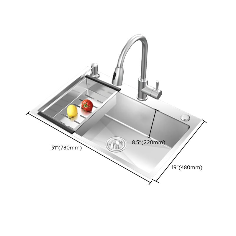 Modern Style Kitchen Sink Overflow Hole Design Drop-In Kitchen Sink with Soundproofing Clearhalo 'Home Improvement' 'home_improvement' 'home_improvement_kitchen_sinks' 'Kitchen Remodel & Kitchen Fixtures' 'Kitchen Sinks & Faucet Components' 'Kitchen Sinks' 'kitchen_sinks' 1200x1200_12a0d21e-e8ed-4d7b-a4a3-82eea958bb06