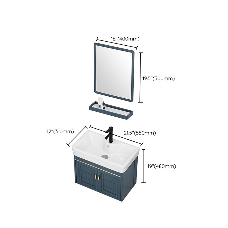 Wall Mounted Vanity Mirror Metal Frame 2 Doors Rectangular Single Sink Bath Vanity Clearhalo 'Bathroom Remodel & Bathroom Fixtures' 'Bathroom Vanities' 'bathroom_vanities' 'Home Improvement' 'home_improvement' 'home_improvement_bathroom_vanities' 1200x1200_12c17814-a395-4844-8457-b9792b2048fc