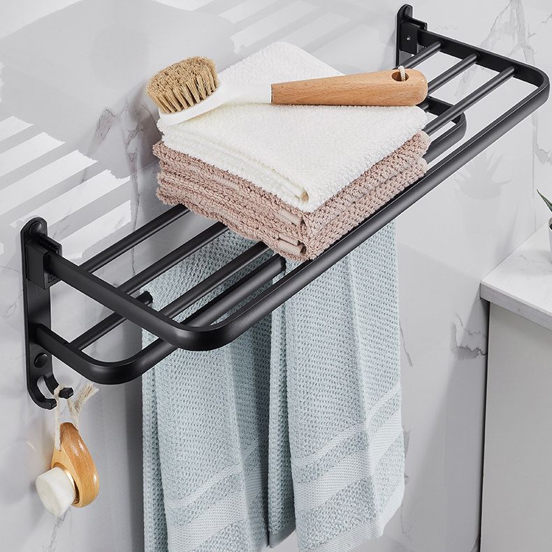 Modern Aluminum Bathroom Accessory Set Matte Black Bath Shelf/Towel Bar/Paper Holder Clearhalo 'Bathroom Hardware Sets' 'Bathroom Hardware' 'Bathroom Remodel & Bathroom Fixtures' 'bathroom_hardware_sets' 'Home Improvement' 'home_improvement' 'home_improvement_bathroom_hardware_sets' 1200x1200_12cead98-a724-43f3-924c-b80d73cf9070