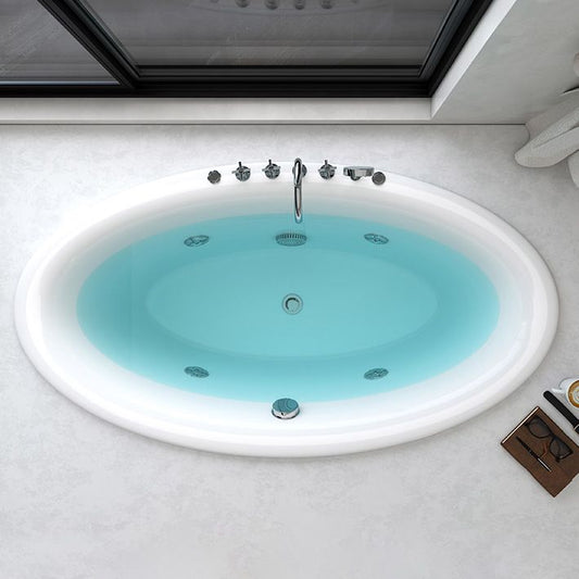 Drop in Soaking Bathtub White Oval Modern Back to Wall Acrylic Bath Clearhalo 'Bathroom Remodel & Bathroom Fixtures' 'Bathtubs' 'Home Improvement' 'home_improvement' 'home_improvement_bathtubs' 'Showers & Bathtubs' 1200x1200_13154d52-c563-4e39-a575-cc9273b193ed