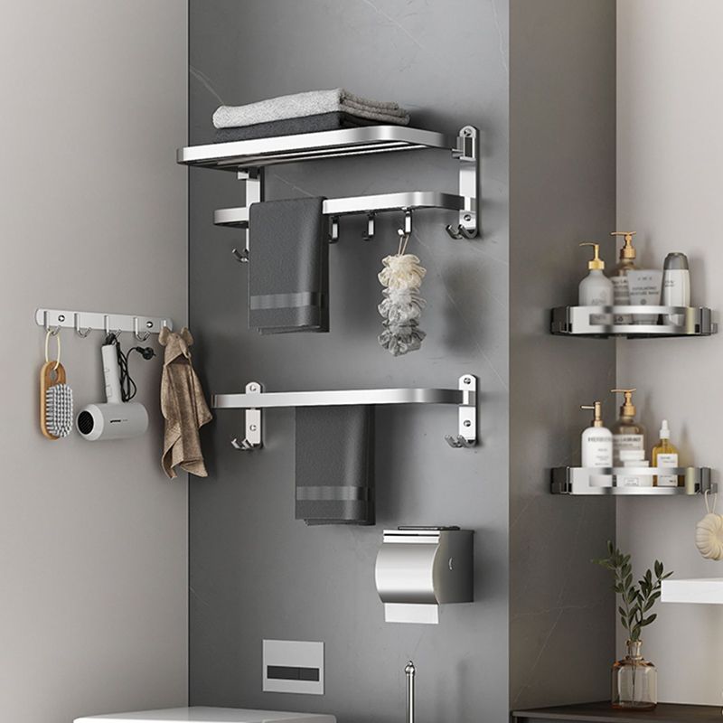 Contemporary Polished Chrome Bathroom Accessory Set with Towel Bar & Bath Shelf Clearhalo 'Bathroom Hardware Sets' 'Bathroom Hardware' 'Bathroom Remodel & Bathroom Fixtures' 'bathroom_hardware_sets' 'Home Improvement' 'home_improvement' 'home_improvement_bathroom_hardware_sets' 1200x1200_131cec8a-b99e-49f2-bdbe-90c31fd20455