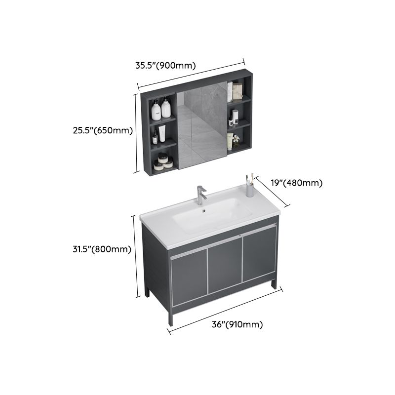 Freestanding Bathroom Vanity Space Aluminum Bathroom Vanity with Sink Clearhalo 'Bathroom Remodel & Bathroom Fixtures' 'Bathroom Vanities' 'bathroom_vanities' 'Home Improvement' 'home_improvement' 'home_improvement_bathroom_vanities' 1200x1200_132d8139-0e57-496e-8699-4c506e935a1a