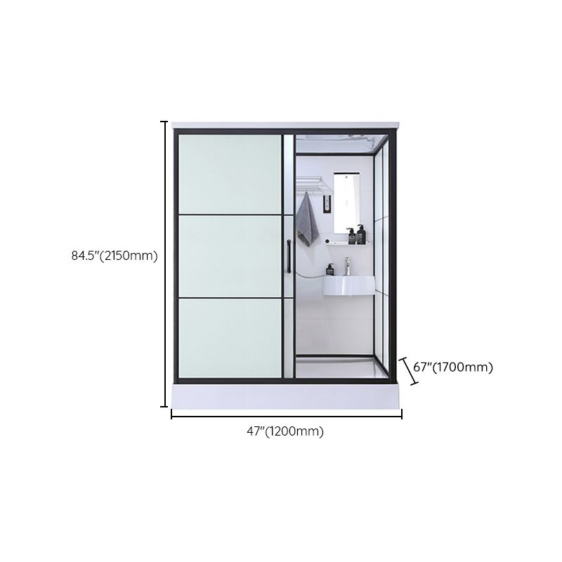 Black Framed Shower Stall with White Base Tempered Glass Shower Stall Clearhalo 'Bathroom Remodel & Bathroom Fixtures' 'Home Improvement' 'home_improvement' 'home_improvement_shower_stalls_enclosures' 'Shower Stalls & Enclosures' 'shower_stalls_enclosures' 'Showers & Bathtubs' 1200x1200_133aac78-a5b8-4384-9659-cb38adc8c598