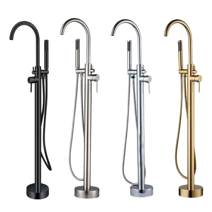 Traditional Floor Mounted Metal Freestanding Tub Filler Single Handle Freestanding Faucet Clearhalo 'Bathroom Remodel & Bathroom Fixtures' 'Bathtub Faucets' 'bathtub_faucets' 'Home Improvement' 'home_improvement' 'home_improvement_bathtub_faucets' 1200x1200_1343c2ff-ae2c-429e-90b4-3eb86b393fbb