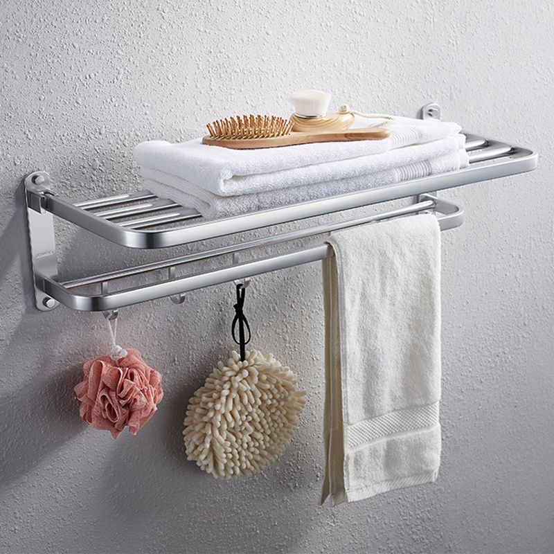 Contemporary Bathroom Accessory Set in Aluminum with Towel Bar/Bath Shelf Clearhalo 'Bathroom Hardware Sets' 'Bathroom Hardware' 'Bathroom Remodel & Bathroom Fixtures' 'bathroom_hardware_sets' 'Home Improvement' 'home_improvement' 'home_improvement_bathroom_hardware_sets' 1200x1200_1345b10c-5495-4ebc-ad4f-fbb1f3eee091