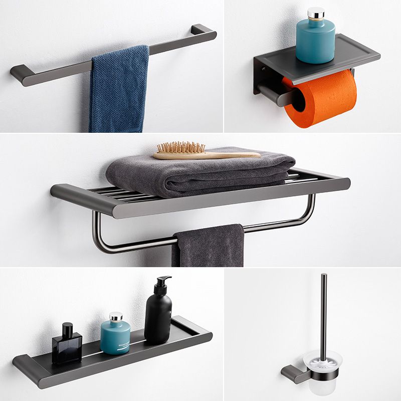 Modern Matte Gray Bathroom Accessory Set Bath Shelf/Towel Bar & Paper Holder Included Clearhalo 'Bathroom Hardware Sets' 'Bathroom Hardware' 'Bathroom Remodel & Bathroom Fixtures' 'bathroom_hardware_sets' 'Home Improvement' 'home_improvement' 'home_improvement_bathroom_hardware_sets' 1200x1200_13b7971e-75a3-4274-9abb-63f67a7c26f2