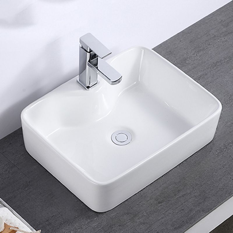 Modern Bathroom Sink Single Faucet Hole Porcelain Rectangular Vessel Bathroom Sink Clearhalo 'Bathroom Remodel & Bathroom Fixtures' 'Bathroom Sinks & Faucet Components' 'Bathroom Sinks' 'bathroom_sink' 'Home Improvement' 'home_improvement' 'home_improvement_bathroom_sink' 1200x1200_13bd4858-efbb-4c8b-8390-2eb9c515a15e