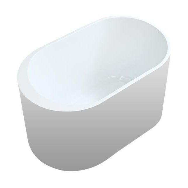 Freestanding White Bathtub Oval Modern Back to Wall Bath With Faucet Clearhalo 'Bathroom Remodel & Bathroom Fixtures' 'Bathtubs' 'Home Improvement' 'home_improvement' 'home_improvement_bathtubs' 'Showers & Bathtubs' 1200x1200_13d14d25-e8bb-4585-9f44-092bb5b102d1