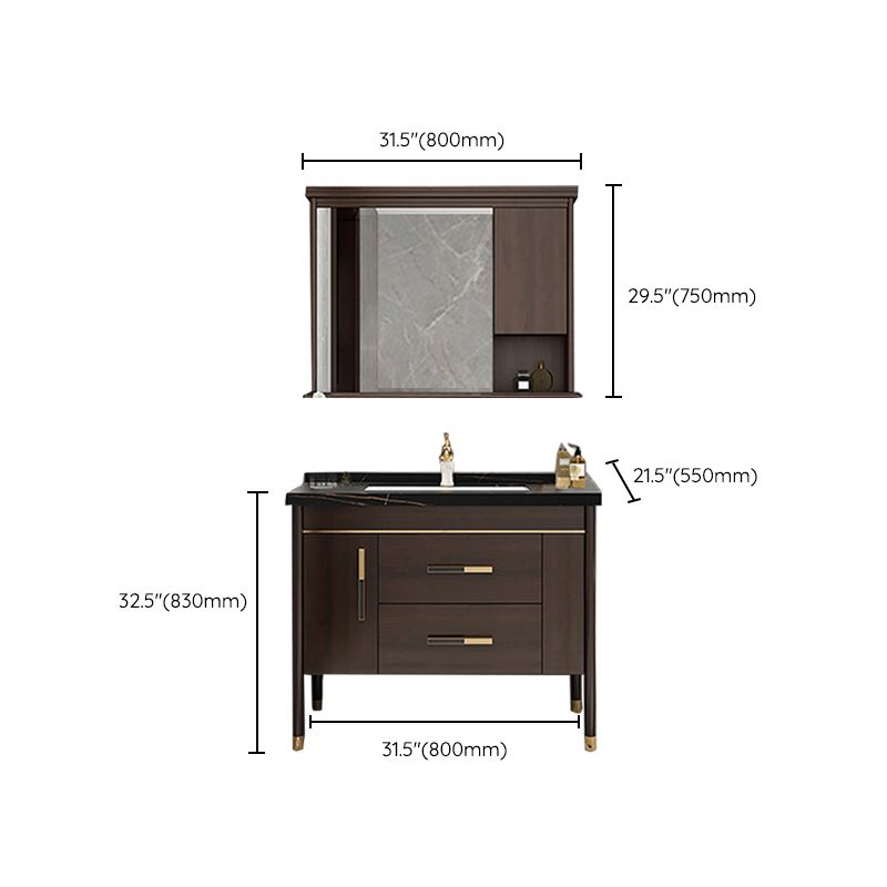 Wood Frame Bathroom Vanity Drawers Single Sink Rectangle Freestanding Vanity with Mirror Clearhalo 'Bathroom Remodel & Bathroom Fixtures' 'Bathroom Vanities' 'bathroom_vanities' 'Home Improvement' 'home_improvement' 'home_improvement_bathroom_vanities' 1200x1200_13e70076-fcc0-4c8b-bf6b-ac042eb7c881