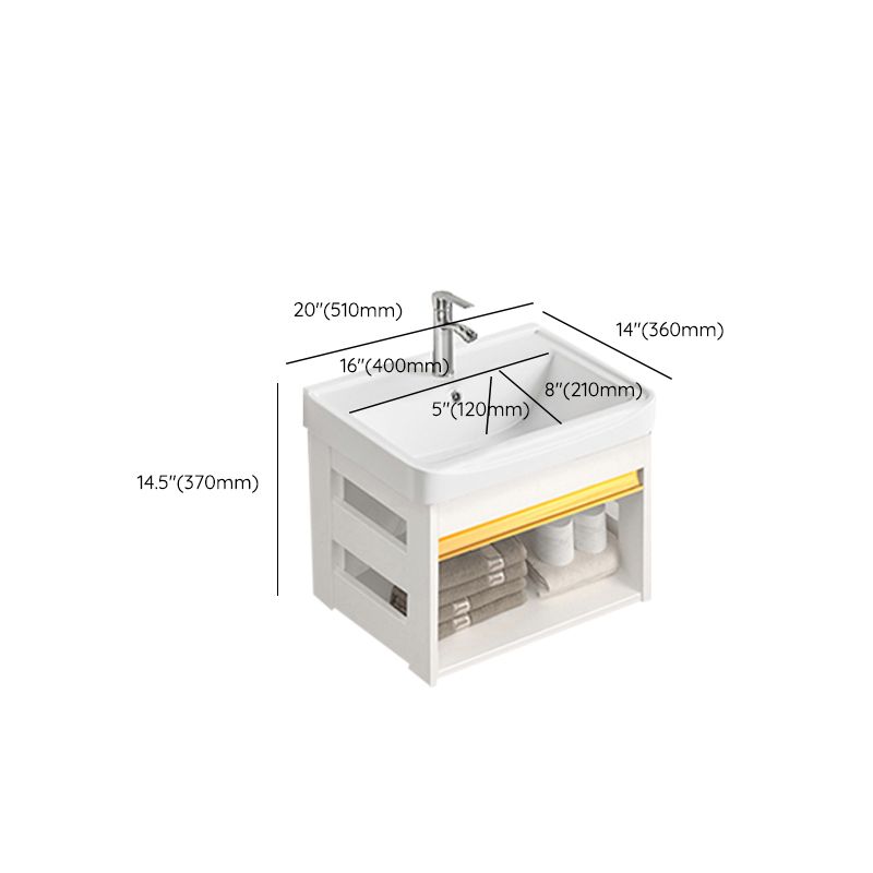 Sink Vanity Set White Drawers Wall-mounted Rectangular Sink with Faucet Clearhalo 'Bathroom Remodel & Bathroom Fixtures' 'Bathroom Vanities' 'bathroom_vanities' 'Home Improvement' 'home_improvement' 'home_improvement_bathroom_vanities' 1200x1200_13edef48-0019-43bc-abd0-3b3053648394