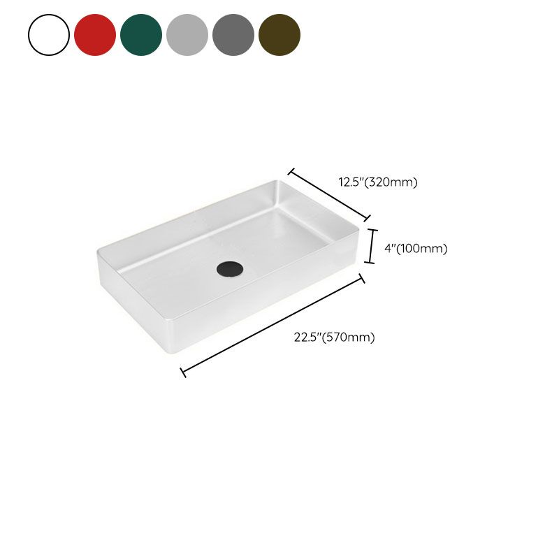 Modern Bathroom Sink Metal Rectangular Vessel Lavatory Sink with Pop-Up Drain Clearhalo 'Bathroom Remodel & Bathroom Fixtures' 'Bathroom Sinks & Faucet Components' 'Bathroom Sinks' 'bathroom_sink' 'Home Improvement' 'home_improvement' 'home_improvement_bathroom_sink' 1200x1200_13f1b6f1-bb38-41cf-8dd5-6551ea5465d8