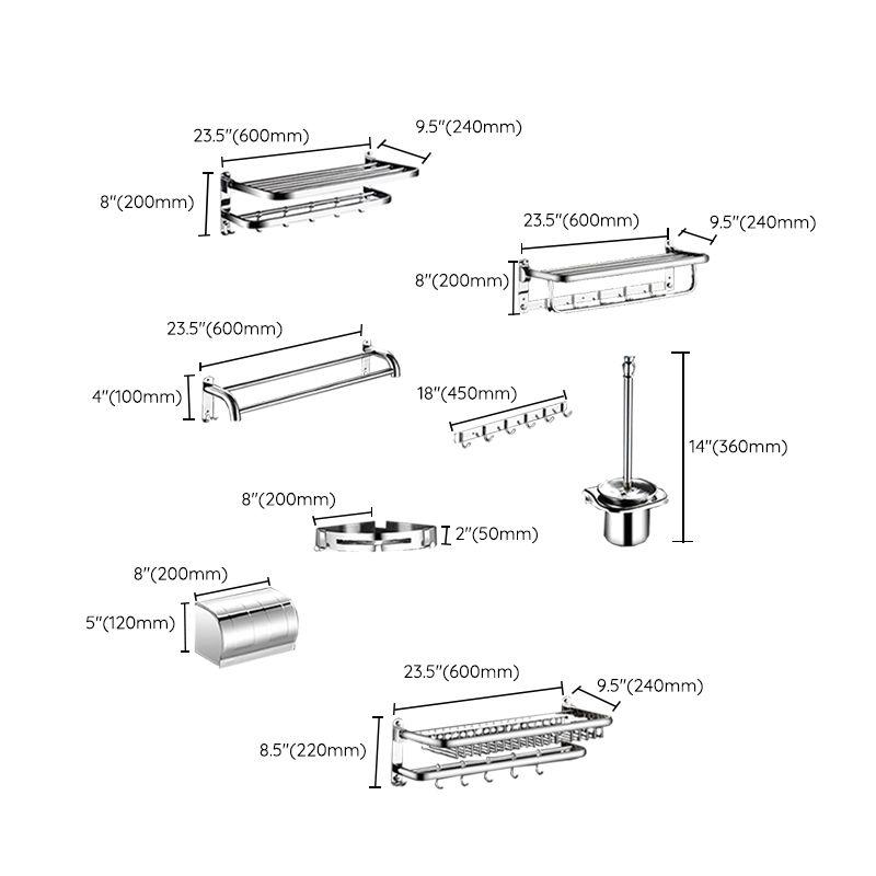 Classic Polished Chrome Bathroom Accessory Set Towel Bar/Paper Holder/Robe Hook Included Clearhalo 'Bathroom Hardware Sets' 'Bathroom Hardware' 'Bathroom Remodel & Bathroom Fixtures' 'bathroom_hardware_sets' 'Home Improvement' 'home_improvement' 'home_improvement_bathroom_hardware_sets' 1200x1200_14290edd-89e7-4919-b671-bc602dc2762f