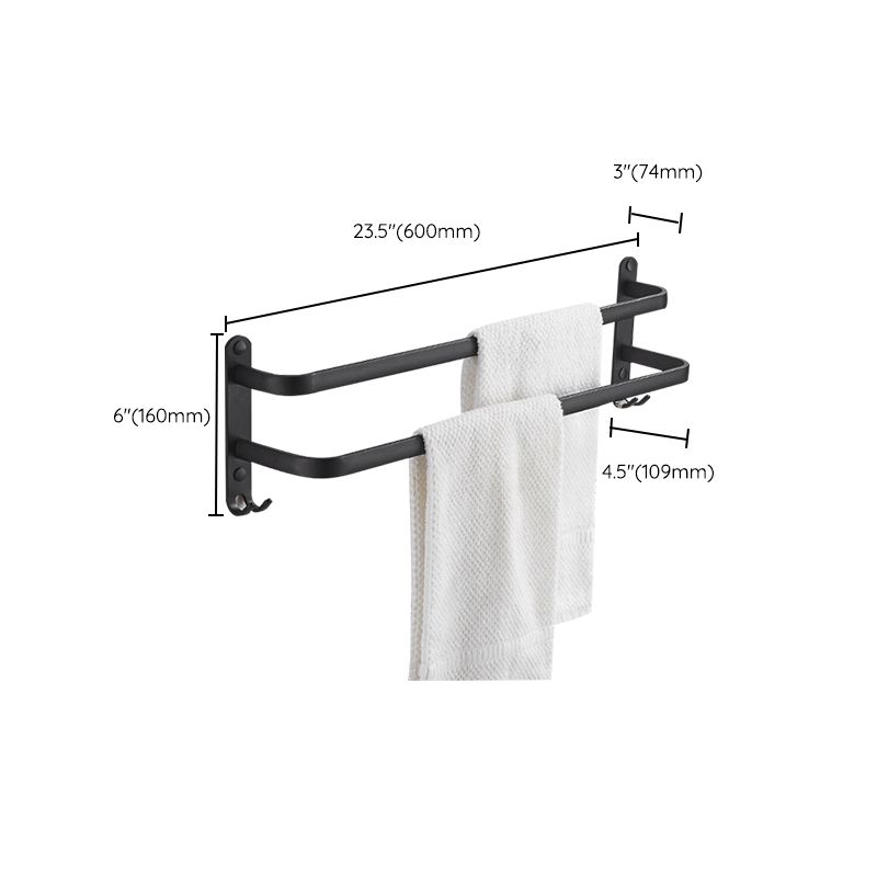 Modern Black Aluminum Bath Hardware Set Towel Bar Bathroom Hardware Clearhalo 'Bathroom Hardware Sets' 'Bathroom Hardware' 'Bathroom Remodel & Bathroom Fixtures' 'bathroom_hardware_sets' 'Home Improvement' 'home_improvement' 'home_improvement_bathroom_hardware_sets' 1200x1200_142a40d3-2412-4bb6-8e50-7dacc0151eea