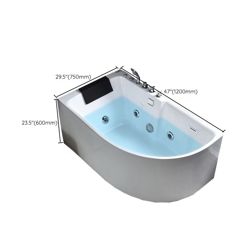 Modern Corner Acrylic Bathtub Back to Wall Bathtub with Drain and Massage Device Clearhalo 'Bathroom Remodel & Bathroom Fixtures' 'Bathtubs' 'Home Improvement' 'home_improvement' 'home_improvement_bathtubs' 'Showers & Bathtubs' 1200x1200_143515f5-e038-4d03-a209-c049e016e895