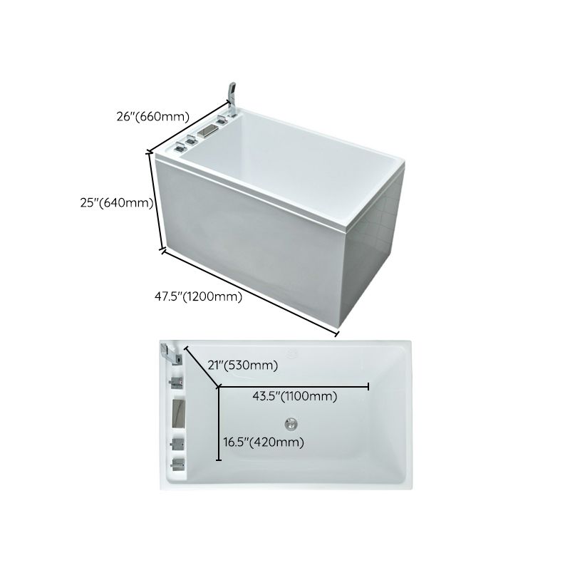 Modern Acrylic-Fiberglass Rectangular Bathtub Freestanding Soaking Bathtub Clearhalo 'Bathroom Remodel & Bathroom Fixtures' 'Bathtubs' 'Home Improvement' 'home_improvement' 'home_improvement_bathtubs' 'Showers & Bathtubs' 1200x1200_145d28d6-9540-4c66-bcc3-b05119a9b747