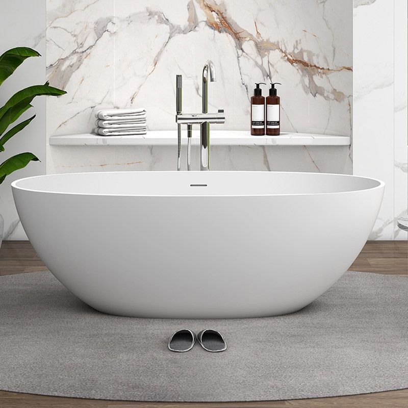 Modern Stone Oval Bath Tub Soaking Stand Alone Tub with Drain Clearhalo 'Bathroom Remodel & Bathroom Fixtures' 'Bathtubs' 'Home Improvement' 'home_improvement' 'home_improvement_bathtubs' 'Showers & Bathtubs' 1200x1200_1462cfbc-4a27-4d08-bac6-c49cd2999bd0