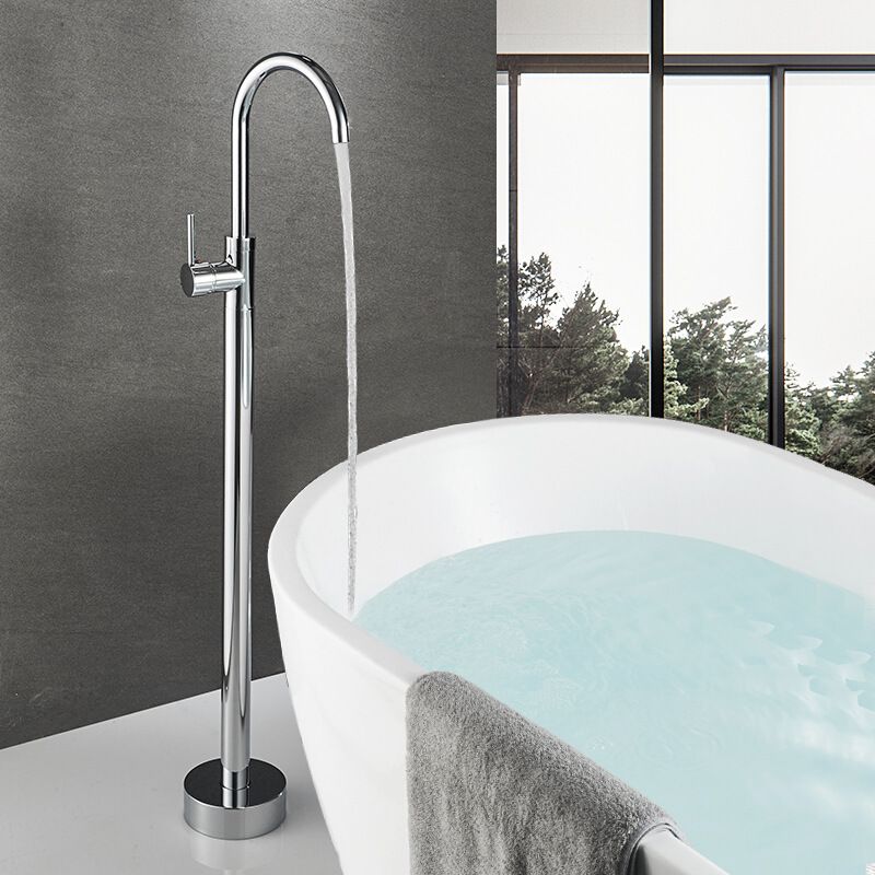 Modern Freestanding Tub Faucet Floor Mounted Lever Freestanding Tub Filler Trim Clearhalo 'Bathroom Remodel & Bathroom Fixtures' 'Bathtub Faucets' 'bathtub_faucets' 'Home Improvement' 'home_improvement' 'home_improvement_bathtub_faucets' 1200x1200_149f4bb1-1929-4aeb-b844-4d8f746064d8