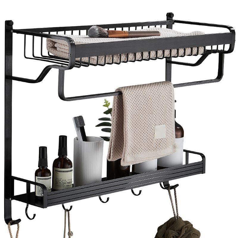 Black / Sliver Bathroom Accessory Aluminum Hardware Set Bath Shelf Clearhalo 'Bathroom Hardware Sets' 'Bathroom Hardware' 'Bathroom Remodel & Bathroom Fixtures' 'bathroom_hardware_sets' 'Home Improvement' 'home_improvement' 'home_improvement_bathroom_hardware_sets' 1200x1200_14b50919-3e00-4e13-9190-09061c856ede