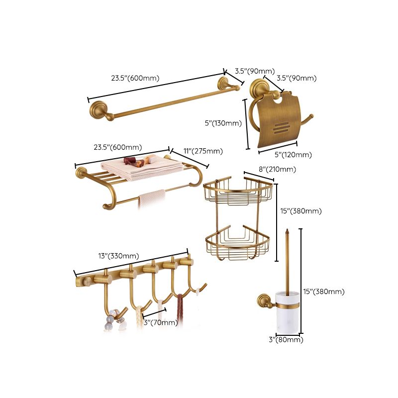 4-Piece Traditional Bathroom Accessory Set Gold Brass Bathroom Accessories Hardware Set Clearhalo 'Bathroom Hardware Sets' 'Bathroom Hardware' 'Bathroom Remodel & Bathroom Fixtures' 'bathroom_hardware_sets' 'Home Improvement' 'home_improvement' 'home_improvement_bathroom_hardware_sets' 1200x1200_14baa884-3ecb-4451-9315-f81a20014bf6