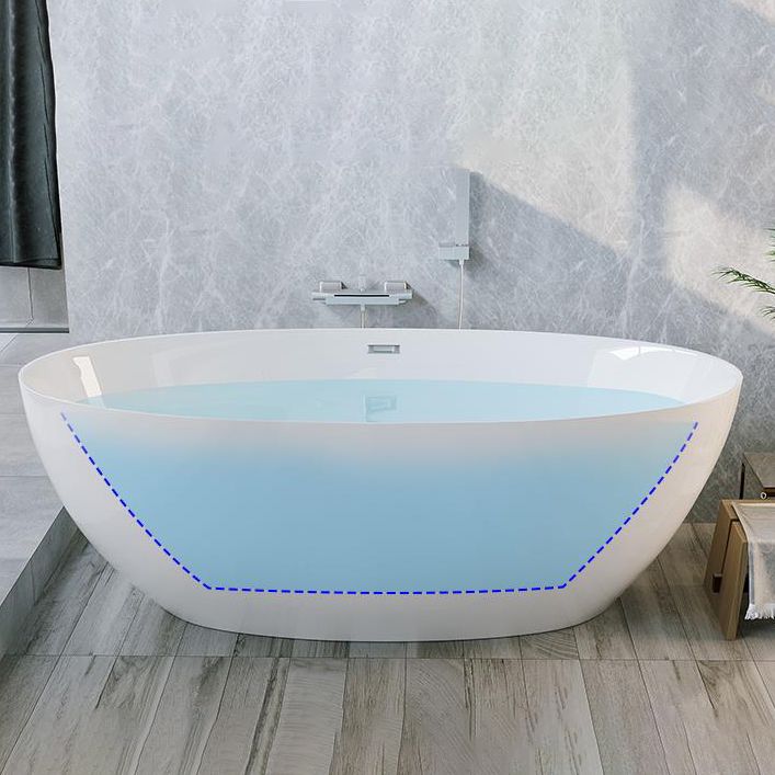 Oval Stand Alone Bath Acrylic Soaking White Modern Back to Wall Bathtub Clearhalo 'Bathroom Remodel & Bathroom Fixtures' 'Bathtubs' 'Home Improvement' 'home_improvement' 'home_improvement_bathtubs' 'Showers & Bathtubs' 1200x1200_14eaaf44-ba28-4eb5-8377-8b10787d1dee