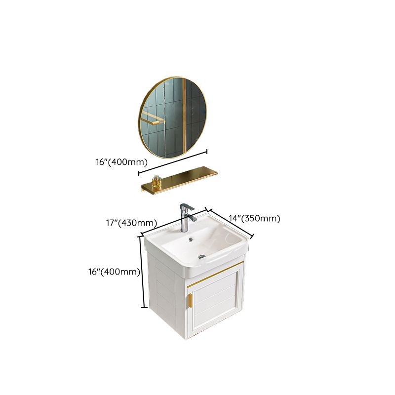 Glam Single Sink Bath Vanity Wall Mount White Metal Base Sink Vanity Clearhalo 'Bathroom Remodel & Bathroom Fixtures' 'Bathroom Vanities' 'bathroom_vanities' 'Home Improvement' 'home_improvement' 'home_improvement_bathroom_vanities' 1200x1200_14f396e5-b10e-4380-bf75-e0e1449181e0