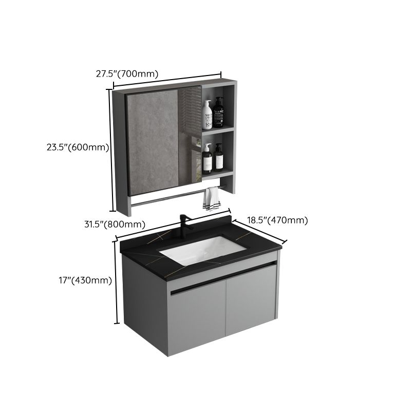 Single Sink Bathroom Vanity Modern Metal Frame Gray Rectangular Vanity Set Clearhalo 'Bathroom Remodel & Bathroom Fixtures' 'Bathroom Vanities' 'bathroom_vanities' 'Home Improvement' 'home_improvement' 'home_improvement_bathroom_vanities' 1200x1200_15086685-7d85-409b-9673-0644b579cd0f