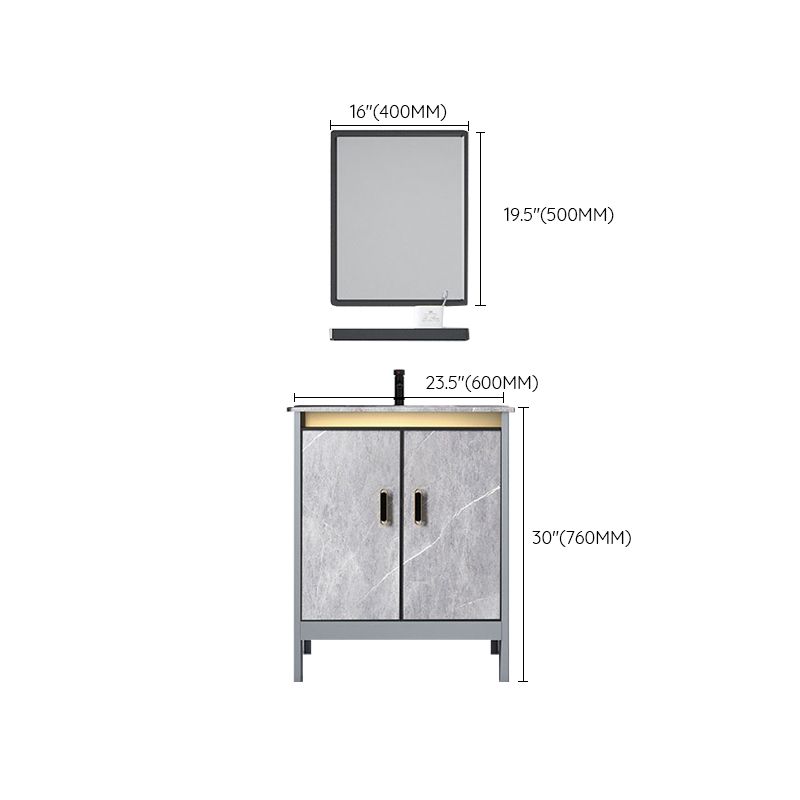 Contemporary Sink Cabinet Freestanding Mirror Cabinet Bathroom Vanity Set in Gray Clearhalo 'Bathroom Remodel & Bathroom Fixtures' 'Bathroom Vanities' 'bathroom_vanities' 'Home Improvement' 'home_improvement' 'home_improvement_bathroom_vanities' 1200x1200_151f9b36-b035-4a85-b98a-630d37396d96