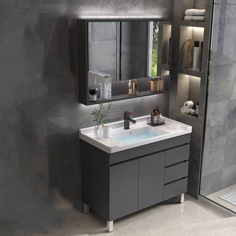Grey Modern Solid Wood Single-Sink Open Console with Sink Set Clearhalo 'Bathroom Remodel & Bathroom Fixtures' 'Bathroom Vanities' 'bathroom_vanities' 'Home Improvement' 'home_improvement' 'home_improvement_bathroom_vanities' 1200x1200_1532334b-64f2-47b4-bbb4-1e0d4278e75c