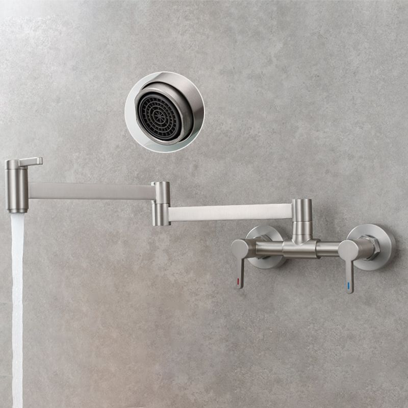 Modern Pull Down 2-Handle Pot Filler Low Profile Wall-mounted Faucet Clearhalo 'Home Improvement' 'home_improvement' 'home_improvement_kitchen_faucets' 'Kitchen Faucets' 'Kitchen Remodel & Kitchen Fixtures' 'Kitchen Sinks & Faucet Components' 'kitchen_faucets' 1200x1200_153f05b0-7c96-4d37-9398-3174ee639bb4