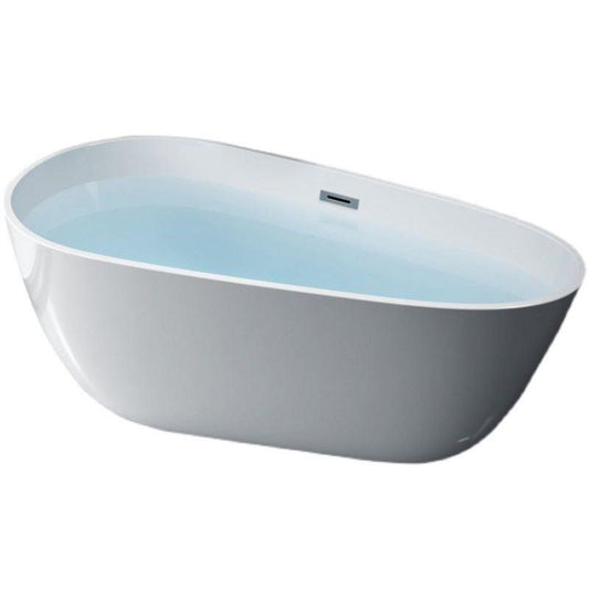 White Bathtub Freestanding Acrylic Soaking Oval Modern Center Bath Clearhalo 'Bathroom Remodel & Bathroom Fixtures' 'Bathtubs' 'Home Improvement' 'home_improvement' 'home_improvement_bathtubs' 'Showers & Bathtubs' 1200x1200_154a61ad-4abb-448c-9607-74f4382b86f3