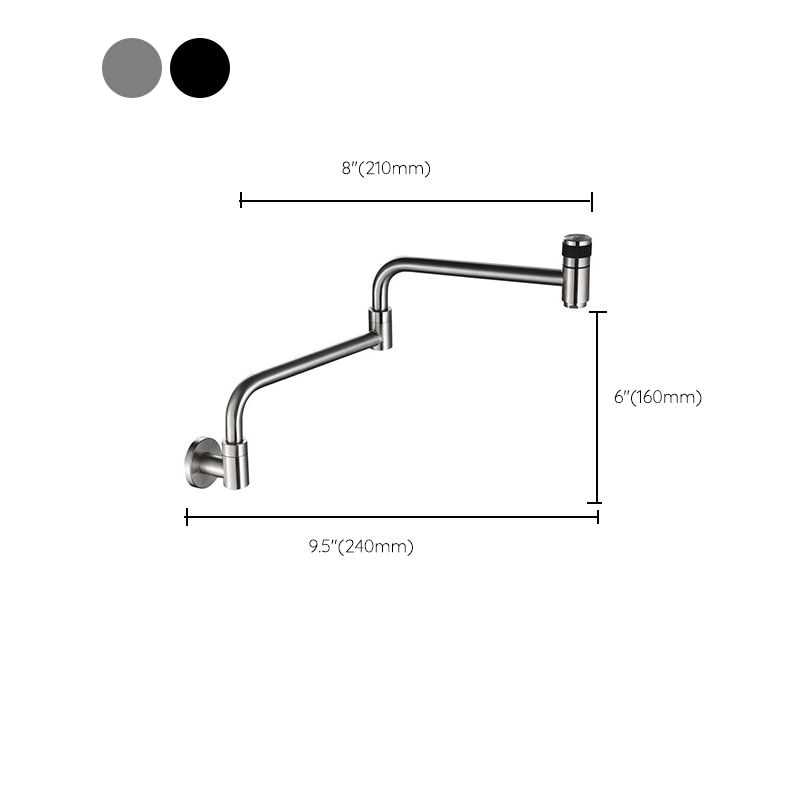 Contemporary Pot Filler 1-Handle No Sensor Pot Filler in Silver Clearhalo 'Home Improvement' 'home_improvement' 'home_improvement_kitchen_faucets' 'Kitchen Faucets' 'Kitchen Remodel & Kitchen Fixtures' 'Kitchen Sinks & Faucet Components' 'kitchen_faucets' 1200x1200_154b995f-6ef5-4bd0-ae5a-32fa845a1fc1