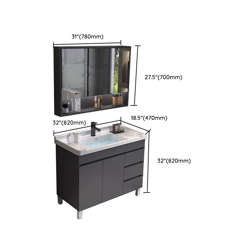 Grey Modern Solid Wood Single-Sink Open Console with Sink Set Clearhalo 'Bathroom Remodel & Bathroom Fixtures' 'Bathroom Vanities' 'bathroom_vanities' 'Home Improvement' 'home_improvement' 'home_improvement_bathroom_vanities' 1200x1200_15864854-d65e-4229-88cd-54aca8c30700