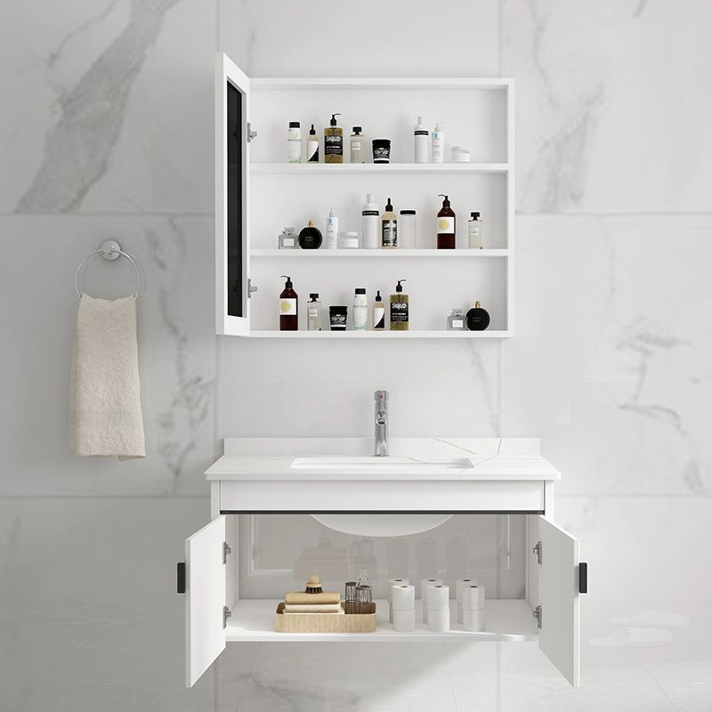 White Modern Single-Sink Wall Mount Open Console with Sink Set Clearhalo 'Bathroom Remodel & Bathroom Fixtures' 'Bathroom Vanities' 'bathroom_vanities' 'Home Improvement' 'home_improvement' 'home_improvement_bathroom_vanities' 1200x1200_158e5c58-04b0-4482-b0dd-f7753f77c1da