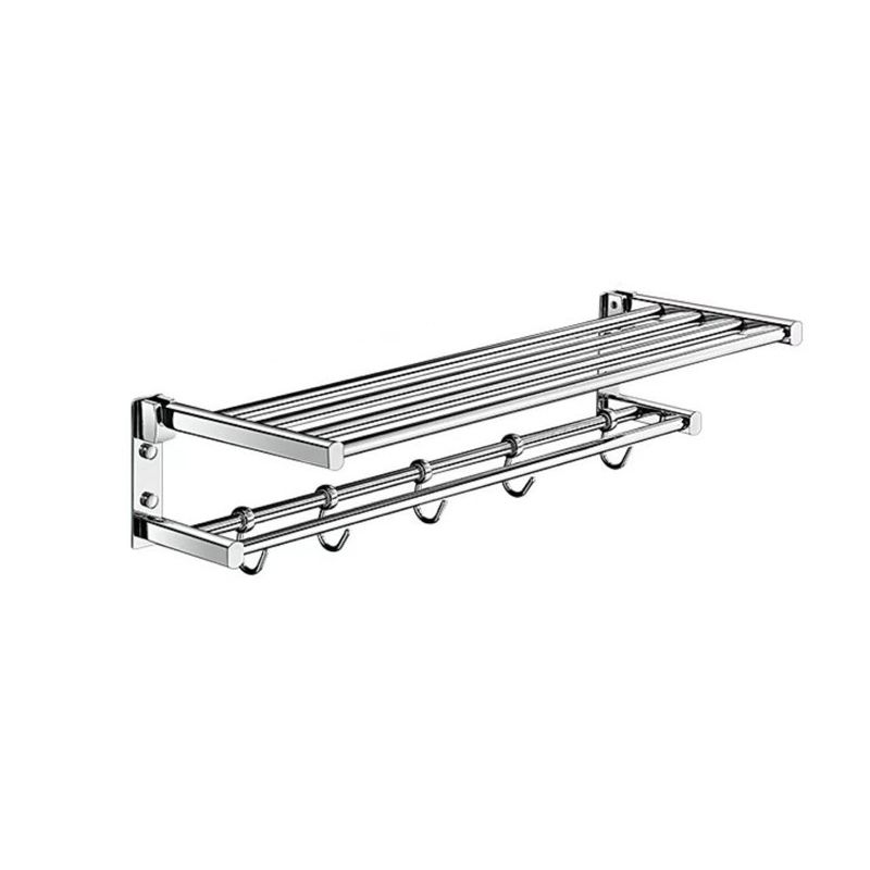 Polished Chrome Modern Bathroom Accessory Set Silver Towel Bar/Bath Shelf Clearhalo 'Bathroom Hardware Sets' 'Bathroom Hardware' 'Bathroom Remodel & Bathroom Fixtures' 'bathroom_hardware_sets' 'Home Improvement' 'home_improvement' 'home_improvement_bathroom_hardware_sets' 1200x1200_159e1aaf-7b6d-4a0d-8b19-e7b7ae6a138e