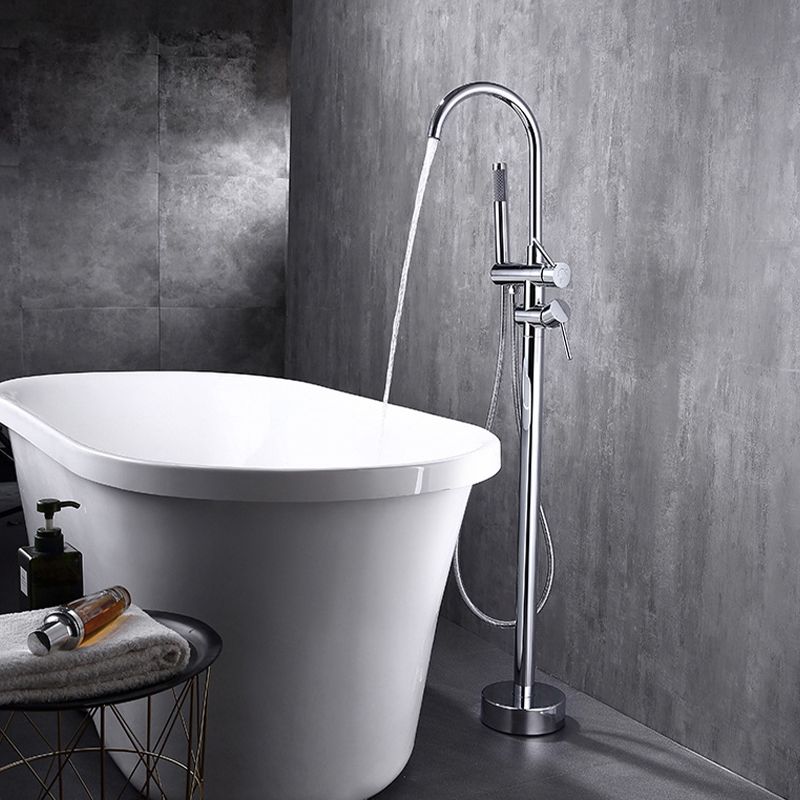 Traditional Floor Mounted Metal Freestanding Tub Filler Swivel Freestanding Faucet Clearhalo 'Bathroom Remodel & Bathroom Fixtures' 'Bathtub Faucets' 'bathtub_faucets' 'Home Improvement' 'home_improvement' 'home_improvement_bathtub_faucets' 1200x1200_15a9f2bb-81a3-4c26-ba7a-c8b7a2069918