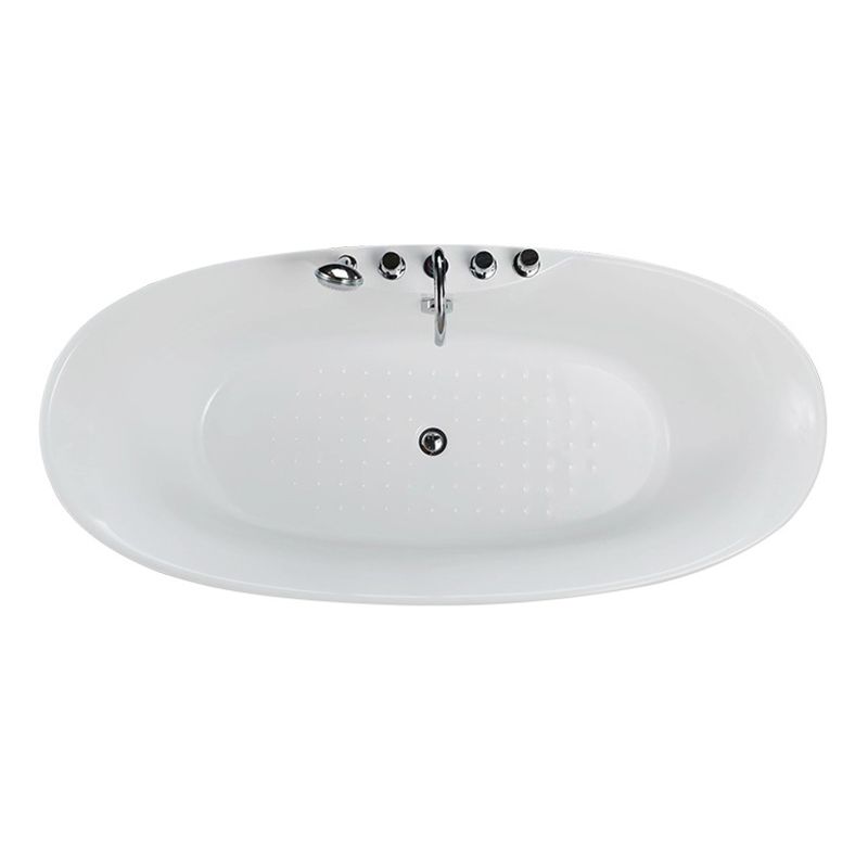 Modern Ellipse White Bathtub Acrylic Back to Wall with Drain Bath Tub Clearhalo 'Bathroom Remodel & Bathroom Fixtures' 'Bathtubs' 'Home Improvement' 'home_improvement' 'home_improvement_bathtubs' 'Showers & Bathtubs' 1200x1200_15b89998-795b-40fa-b7d5-09c3f937f524