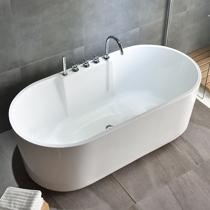 Contemporary Freestanding Acrylic-Fiberglass Bathtub White Oval Soaking Bath Tub Clearhalo 'Bathroom Remodel & Bathroom Fixtures' 'Bathtubs' 'Home Improvement' 'home_improvement' 'home_improvement_bathtubs' 'Showers & Bathtubs' 1200x1200_15de0526-01f7-4ee2-b33c-ff3a35423de7