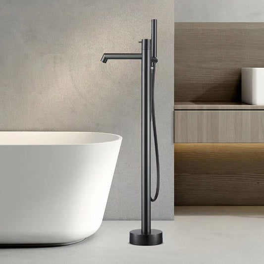 Floor Mounted Bronze Freestanding Tub Filler Single Handle Freestanding Tub Filler Trim Clearhalo 'Bathroom Remodel & Bathroom Fixtures' 'Bathtub Faucets' 'bathtub_faucets' 'Home Improvement' 'home_improvement' 'home_improvement_bathtub_faucets' 1200x1200_1602c70d-9736-408c-b31b-a0dbb1076a6e