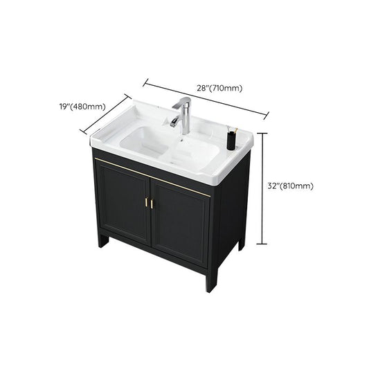 Modern Metal Sink Cabinet Mirror Wall-Mounted Bathroom Vanity Cabinet in Black Clearhalo 'Bathroom Remodel & Bathroom Fixtures' 'Bathroom Vanities' 'bathroom_vanities' 'Home Improvement' 'home_improvement' 'home_improvement_bathroom_vanities' 1200x1200_1609a919-5c73-459f-b28a-1fad7f8fea86