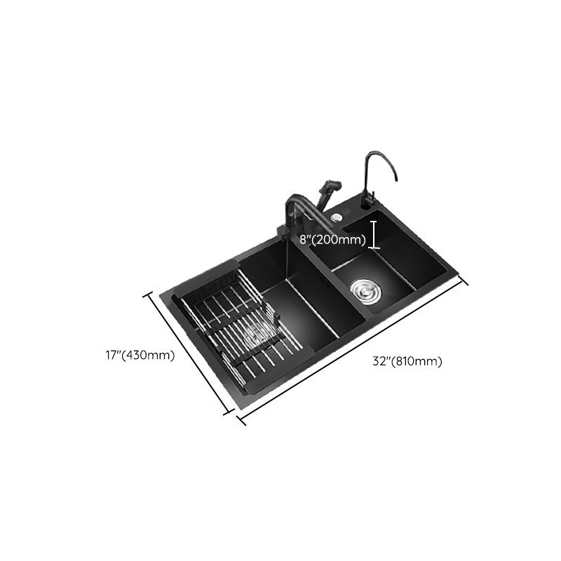 Modern Style Kitchen Sink Stainless Steel Overflow Hole Design Kitchen Double Sink Clearhalo 'Home Improvement' 'home_improvement' 'home_improvement_kitchen_sinks' 'Kitchen Remodel & Kitchen Fixtures' 'Kitchen Sinks & Faucet Components' 'Kitchen Sinks' 'kitchen_sinks' 1200x1200_162159aa-b22c-4cb3-b0a0-a7269c4d8503