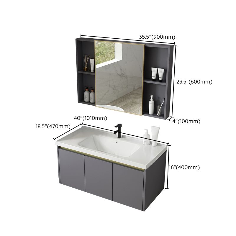 Metal Bathroom Sink Vanity Wall Mounted Bathroom Sink Vanity with Faucet Clearhalo 'Bathroom Remodel & Bathroom Fixtures' 'Bathroom Vanities' 'bathroom_vanities' 'Home Improvement' 'home_improvement' 'home_improvement_bathroom_vanities' 1200x1200_1659a586-a442-49ac-9f8e-8c703263ef36