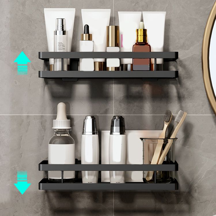 2 Piece Bath Shelf in Matte Black Metal Bathroom Hardware Set Clearhalo 'Bathroom Hardware Sets' 'Bathroom Hardware' 'Bathroom Remodel & Bathroom Fixtures' 'bathroom_hardware_sets' 'Home Improvement' 'home_improvement' 'home_improvement_bathroom_hardware_sets' 1200x1200_167dae31-7772-40a6-9735-1295566cb0e7