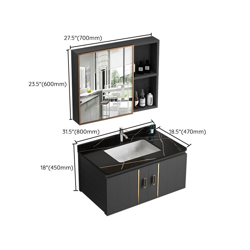 Rectangular Bathroom Vanity Modern Black Single-Sink Wall Mount Vanity Set Clearhalo 'Bathroom Remodel & Bathroom Fixtures' 'Bathroom Vanities' 'bathroom_vanities' 'Home Improvement' 'home_improvement' 'home_improvement_bathroom_vanities' 1200x1200_16a3ef16-09b0-41a6-a131-0895824d6fb9