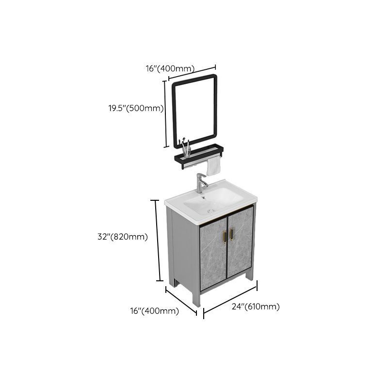 Bathroom Vanity Set Drawer Ceramic Sink Faucet Free Standing Vanity Set with Mirror Clearhalo 'Bathroom Remodel & Bathroom Fixtures' 'Bathroom Vanities' 'bathroom_vanities' 'Home Improvement' 'home_improvement' 'home_improvement_bathroom_vanities' 1200x1200_16c980dc-1668-4c67-8f8f-b9191798db30